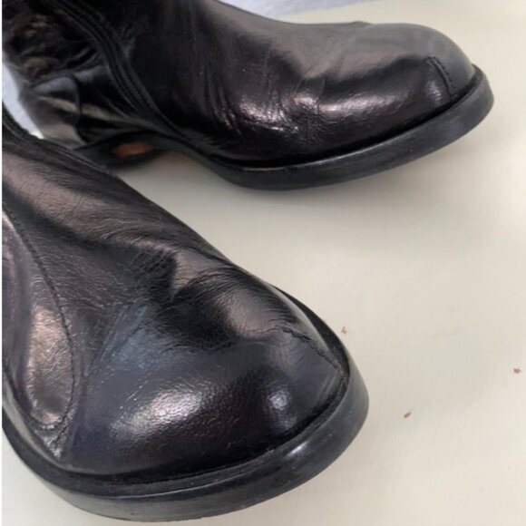 Elegant Black Bronze Leather Winter Riding Tall  Boots Handmade USA EU40 - Picture 4 of 10